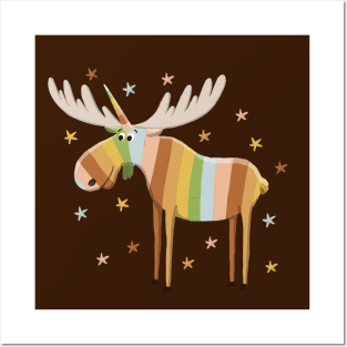 Magical Muted-Rainbow Uni-Moose Posters and Art